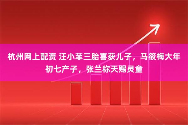 杭州网上配资 汪小菲三胎喜获儿子，马筱梅大年初七产子，张兰称天赐灵童